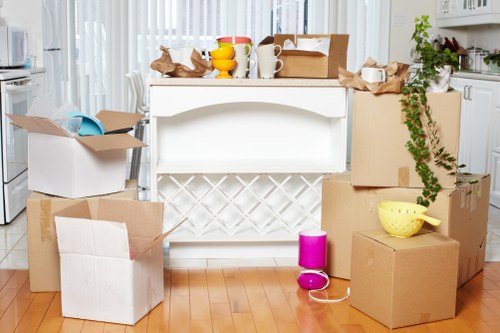 Commercial relocation materials and office items prepared for an Alperton business move