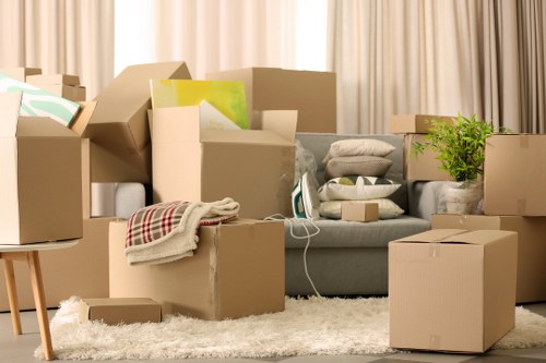Boxes and household belongings ready for moving day