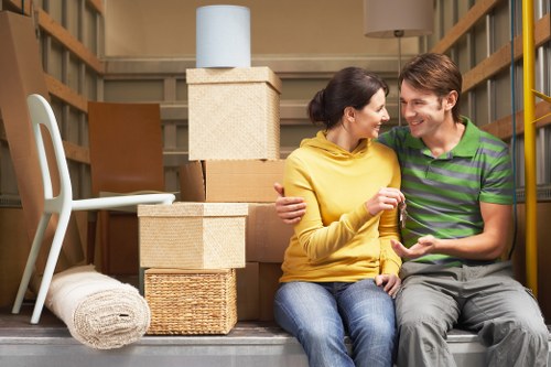Local moving van with furniture and boxes for transport